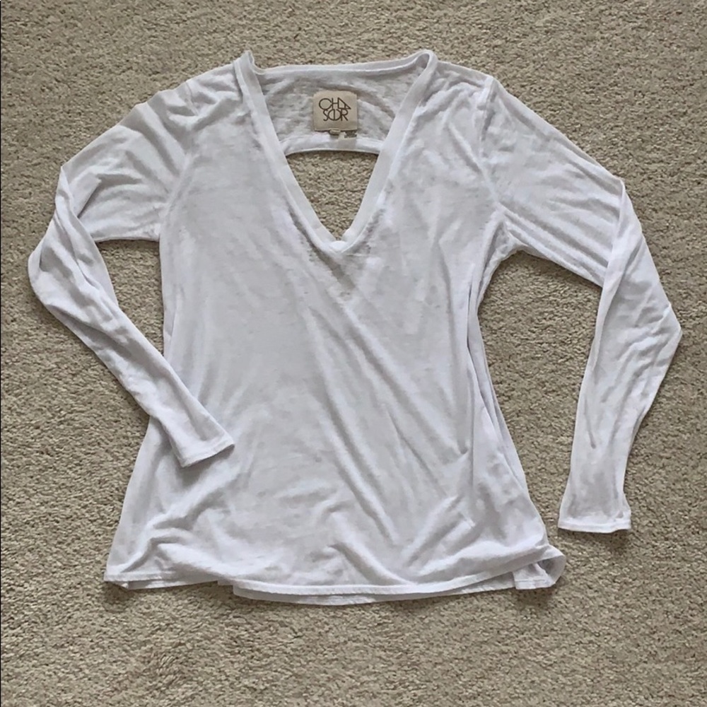 Chaser long sleep white tee